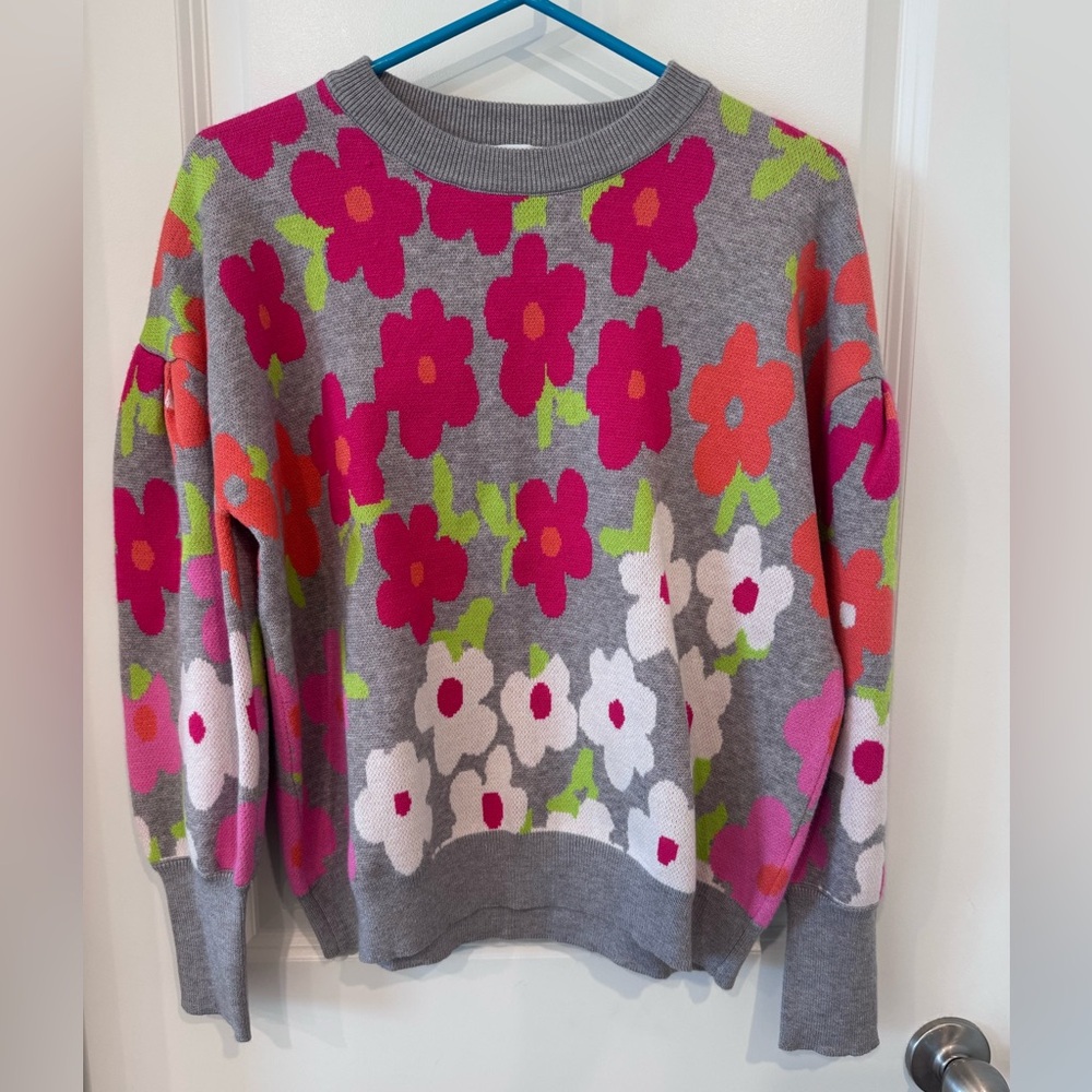 Anthropologie THML Renee Flower Knit Sweater
